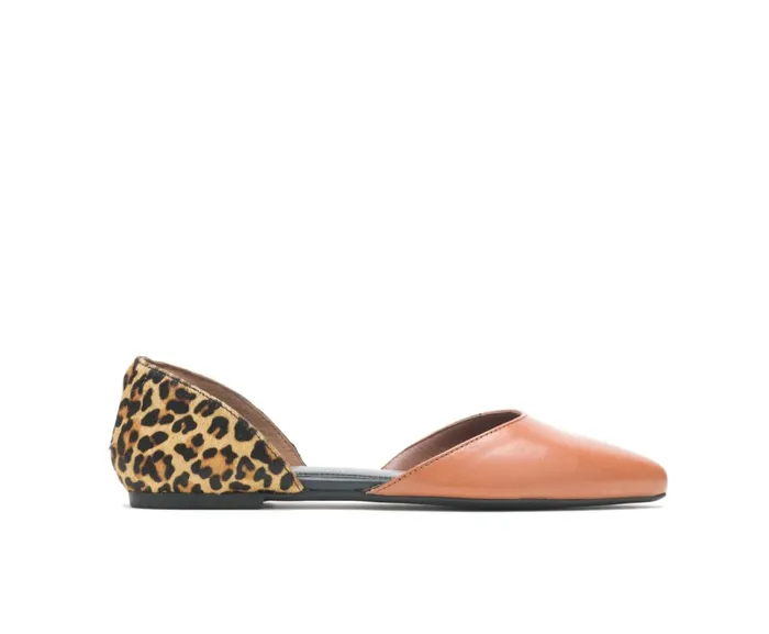 Hush Puppies Flats and SlipOns Sadie D039Orsay Tan Leathercheetah 8211 Women