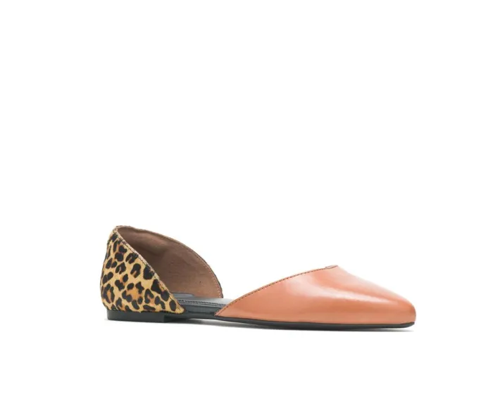 Hush Puppies Flats and SlipOns Sadie D039Orsay Tan Leathercheetah 8211 Women