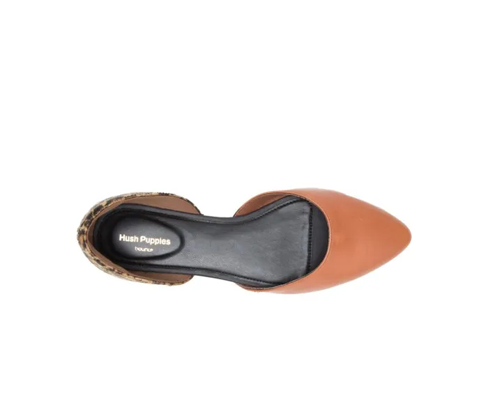 Hush Puppies Flats and SlipOns Sadie D039Orsay Tan Leathercheetah 8211 Women
