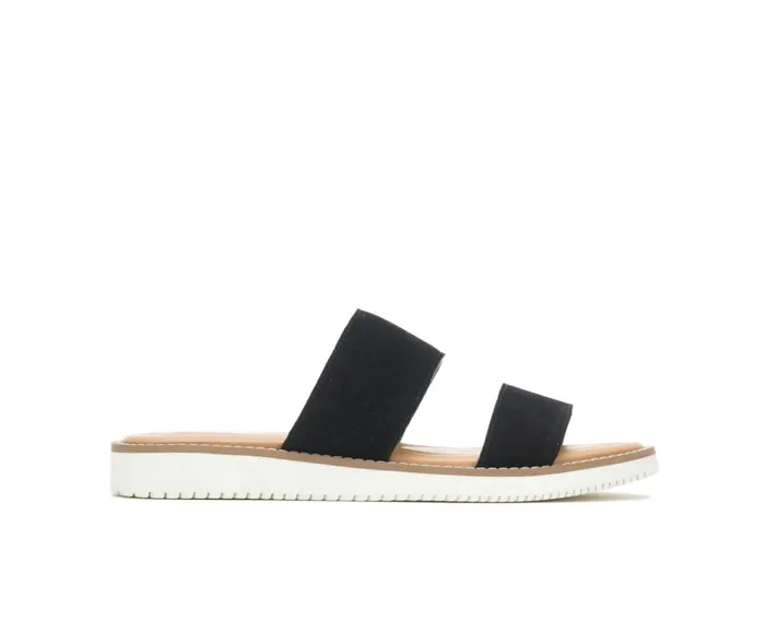 Hush Puppies Sandals Briard 2 Band Slide Black Suede 8211 Women