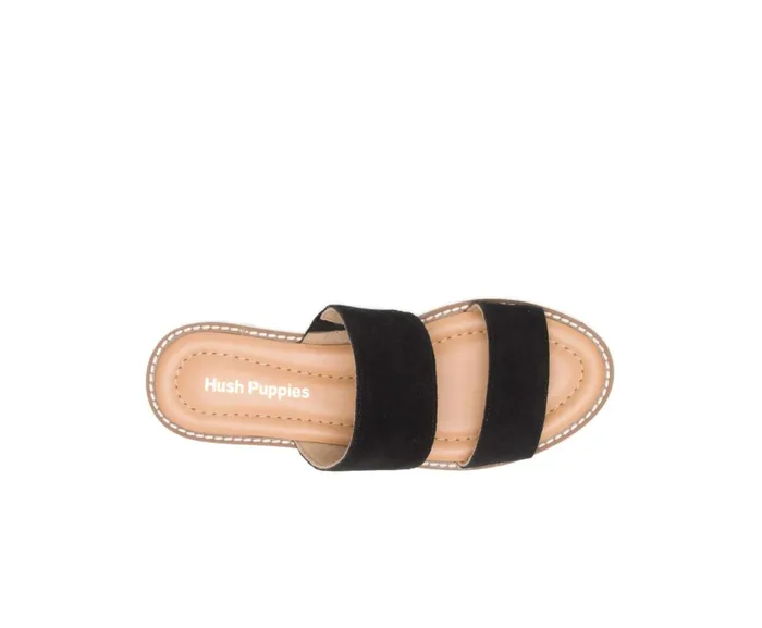 Hush Puppies Sandals Briard 2 Band Slide Black Suede 8211 Women