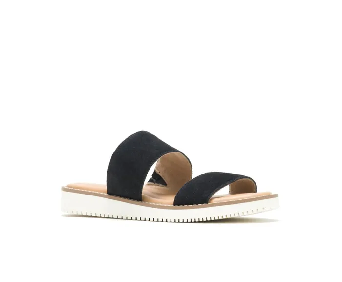 Hush Puppies Sandals Briard 2 Band Slide Black Suede 8211 Women
