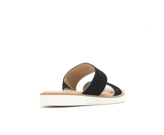 Hush Puppies Sandals Briard 2 Band Slide Black Suede 8211 Women