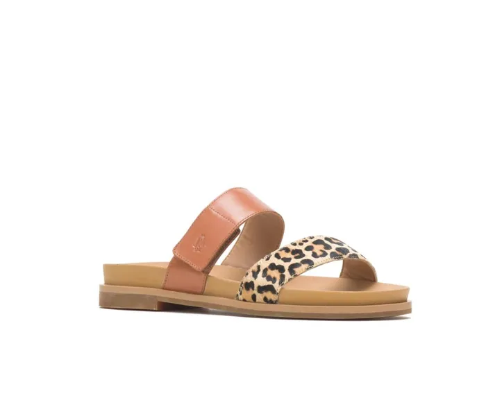 Hush Puppies Sandals Lilly 2 Band Slide Amber Brownleopard Leather 8211 Women