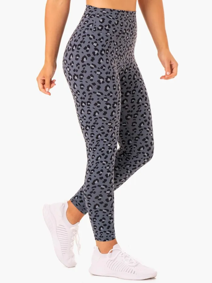 Hybrid Full Length Leggings 8211 Steel Blue Leopard Women Ryderwear Leggings