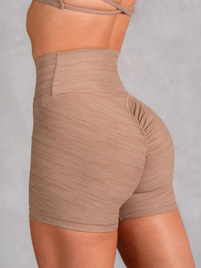 Icon Cross Over Scrunch Shorts 8211 Mocha Marl Women Ryderwear Gym Shorts