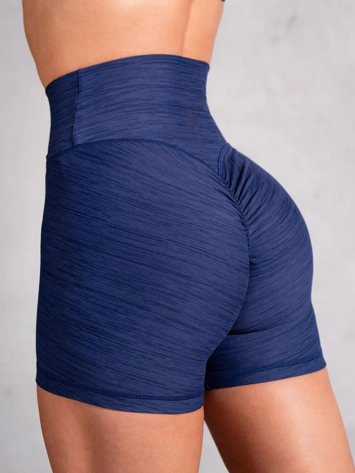 Icon Cross Over Scrunch Shorts 8211 Navy Marl Women Ryderwear Gym Shorts