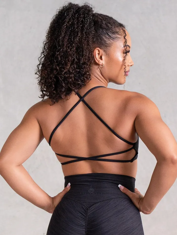 Icon Sports Crop 8211 Black Marl Women Ryderwear Tops