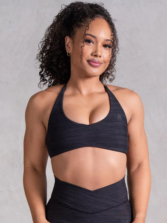 Icon Sports Crop 8211 Black Marl Women Ryderwear Tops
