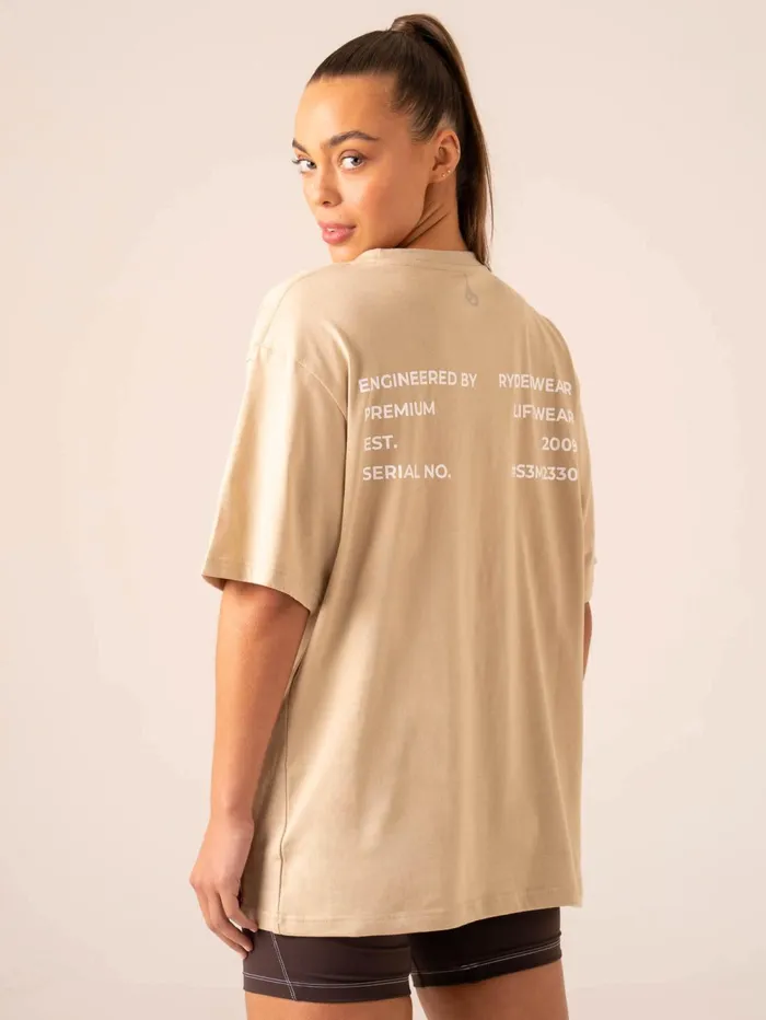 Industry Oversized TShirt 8211 Sandstone Women Ryderwear Tops