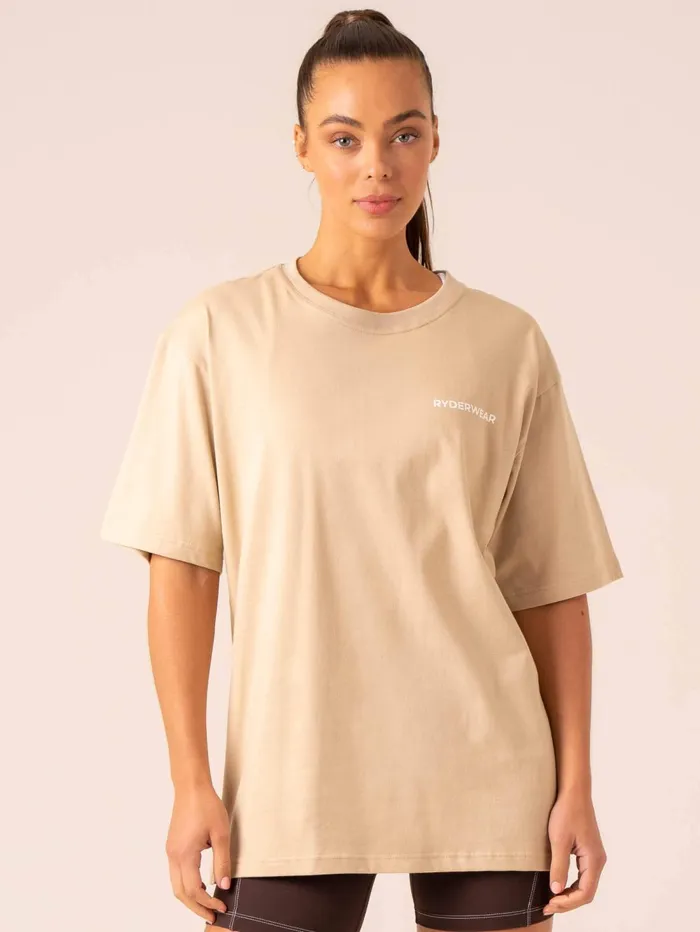 Industry Oversized TShirt 8211 Sandstone Women Ryderwear Tops