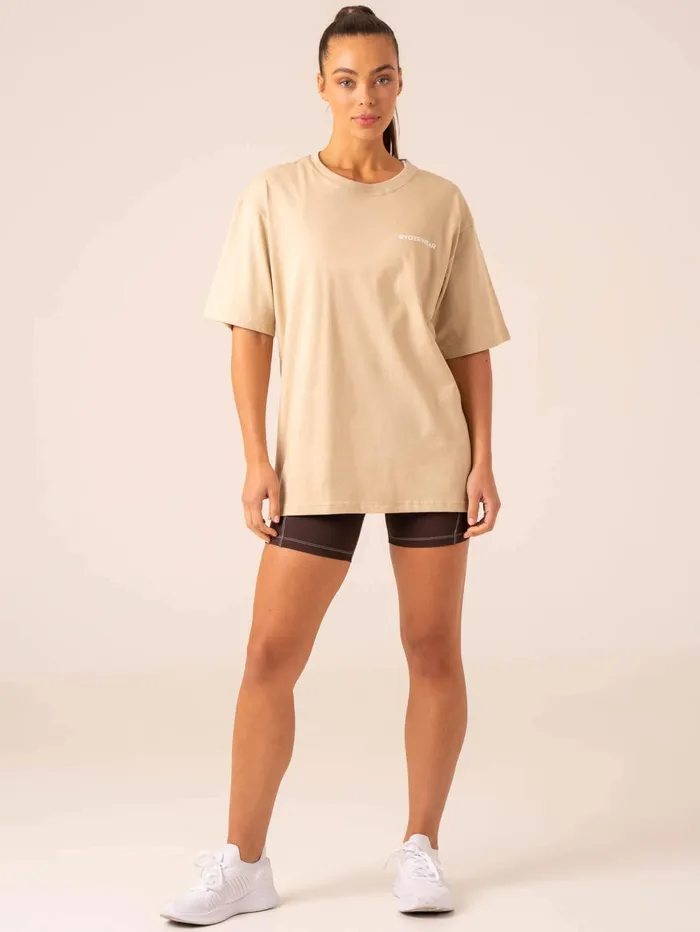 Industry Oversized TShirt 8211 Sandstone Women Ryderwear Tops