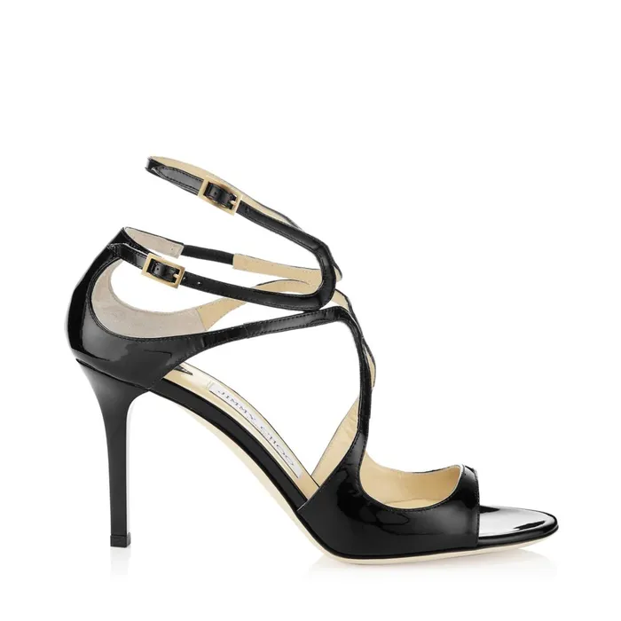 Ivette Black Patent Leather Strappy Sandals Black Women JIMMY CHOO Sandals