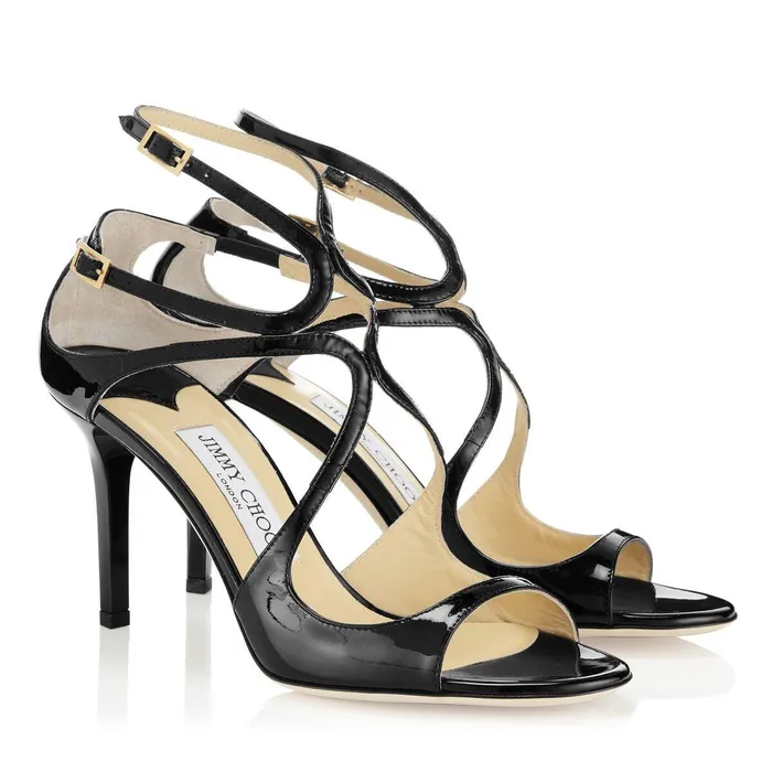 Ivette Black Patent Leather Strappy Sandals Black Women JIMMY CHOO Sandals