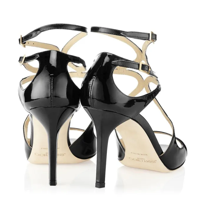Ivette Black Patent Leather Strappy Sandals Black Women JIMMY CHOO Sandals