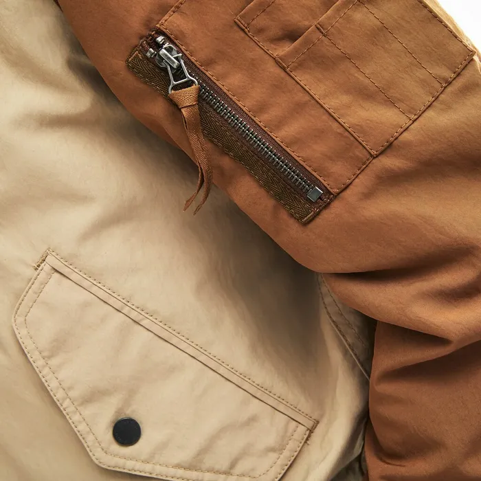 Jackets and Coats Lacoste Mens BiColor Reversible Lightweight Bomber BeigeBrownNavy Blue On Sale