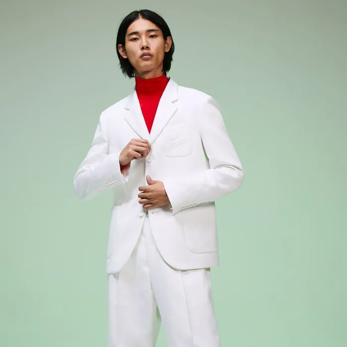 Jackets and Coats Lacoste Mens Fashion Show Solid Blazer with Chest Pocket White Casaul Jackets and Coats Lacoste Mens Fashion Show Solid Blazer with Chest Pocket White Casaul