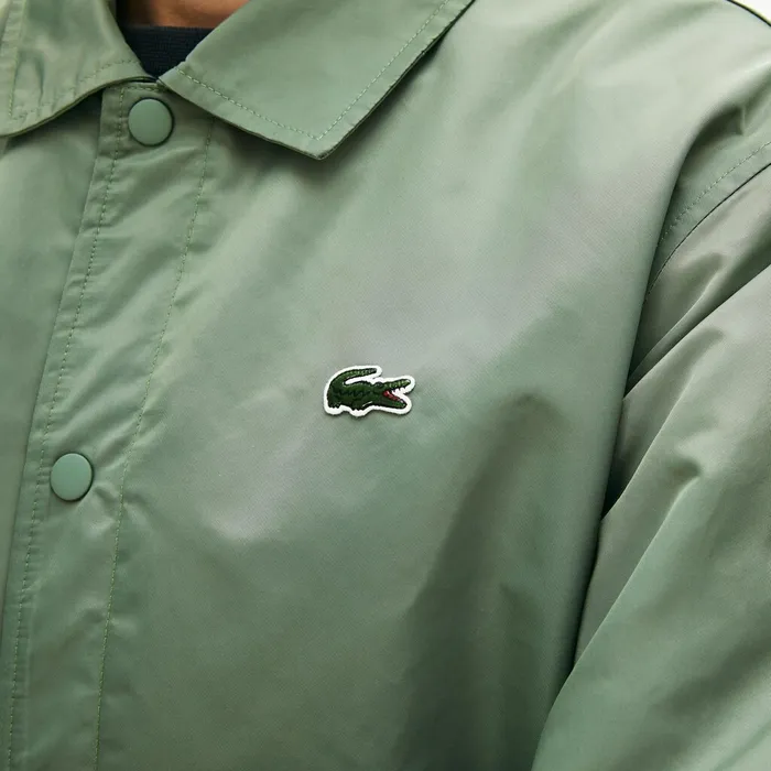 Jackets and Coats Lacoste Mens LIVE Buttoned Embroidered Coach Jacket Khaki Green Outlet