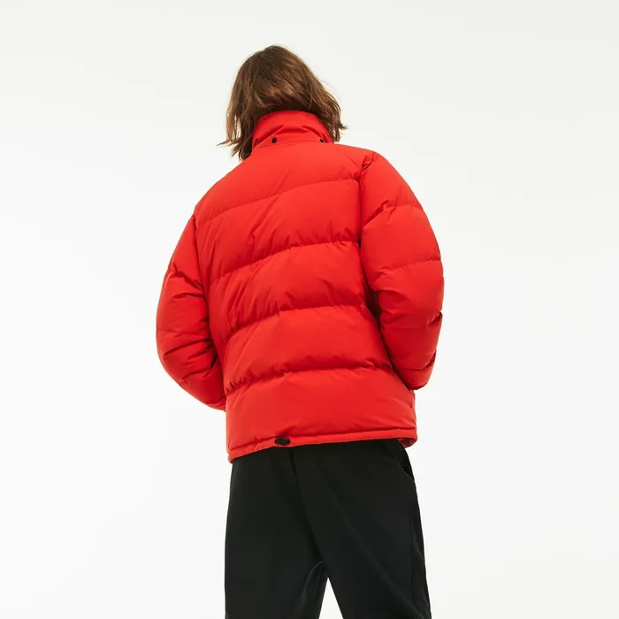 Jackets and Coats Lacoste Mens LIVE Short WaterResistant Taffeta Quilted Jacket Red Online