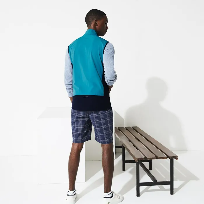Jackets and Coats Lacoste Mens SPORT Colorblock Technical Taffeta Golf Quilted Vest BlueNavy Blue Store