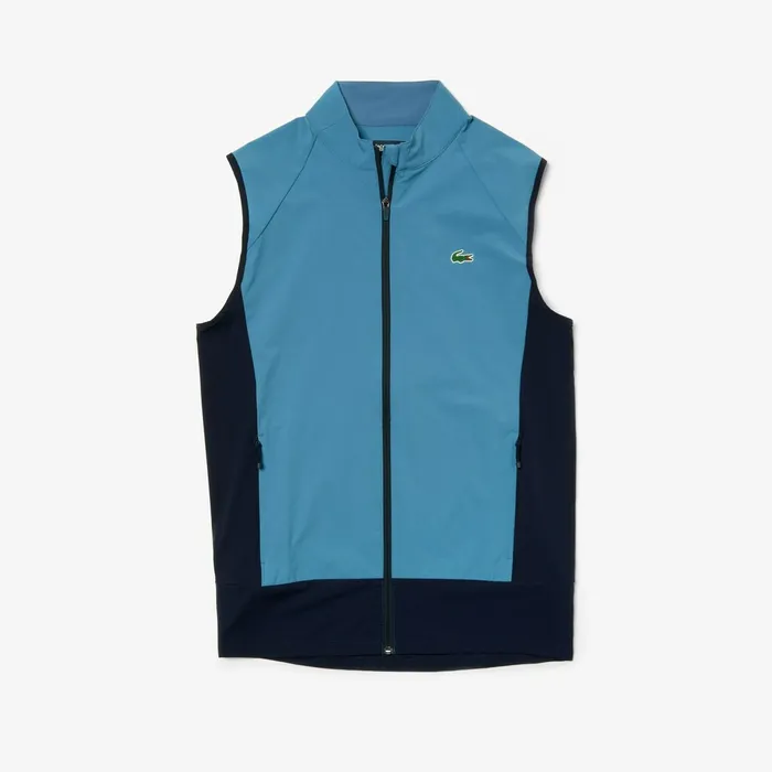 Jackets and Coats Lacoste Mens SPORT Colorblock Technical Taffeta Golf Quilted Vest BlueNavy Blue Store