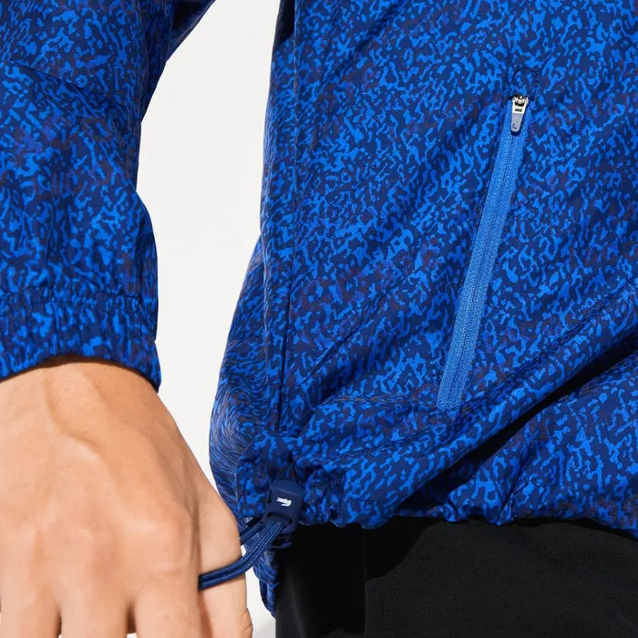Jackets and Coats Lacoste Mens SPORT Hooded Print Zip Jacket Navy BlueBlue USA
