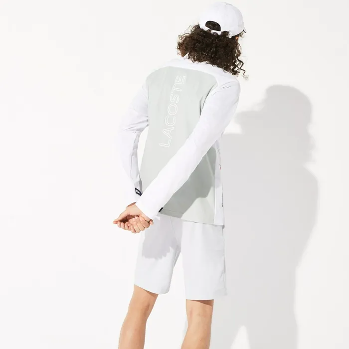 Jackets and Coats Lacoste Mens SPORT Light WaterResistant Zip Golf Jacket WhiteLight GreyNavy BlueRed Shop Online