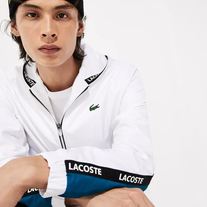 Jackets and Coats Lacoste Mens SPORT Logo TwoTone Jacket WhiteBlueBlackWhite Gift Ideas Jackets and Coats Lacoste Mens SPORT Logo TwoTone Jacket WhiteBlueBlackWhite Gift Ideas