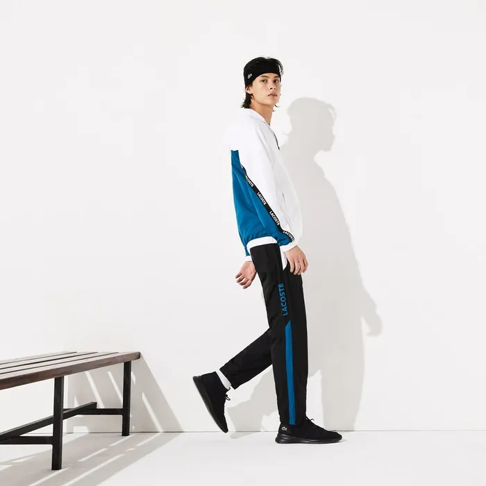 Jackets and Coats Lacoste Mens SPORT Logo TwoTone Jacket WhiteBlueBlackWhite Gift Ideas
