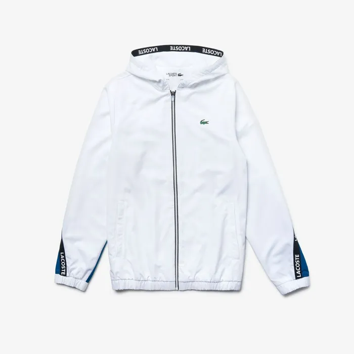 Jackets and Coats Lacoste Mens SPORT Logo TwoTone Jacket WhiteBlueBlackWhite Gift Ideas