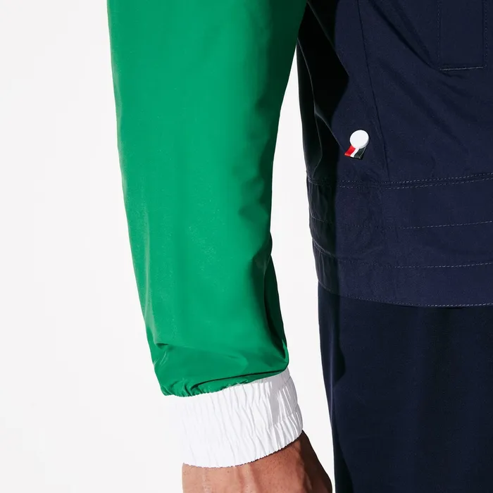 Jackets and Coats Lacoste Mens SPORT Roland Garros ZipUp Windbreaker Navy BlueGreenWhite For Sale Online