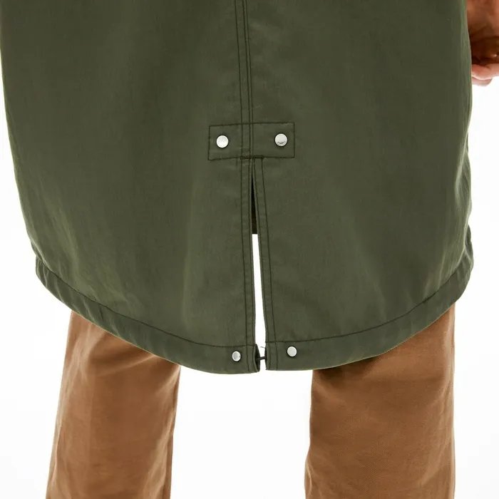 Jackets and Coats Lacoste Mens UltraLight Hooded Long Parka Khaki Green Shop