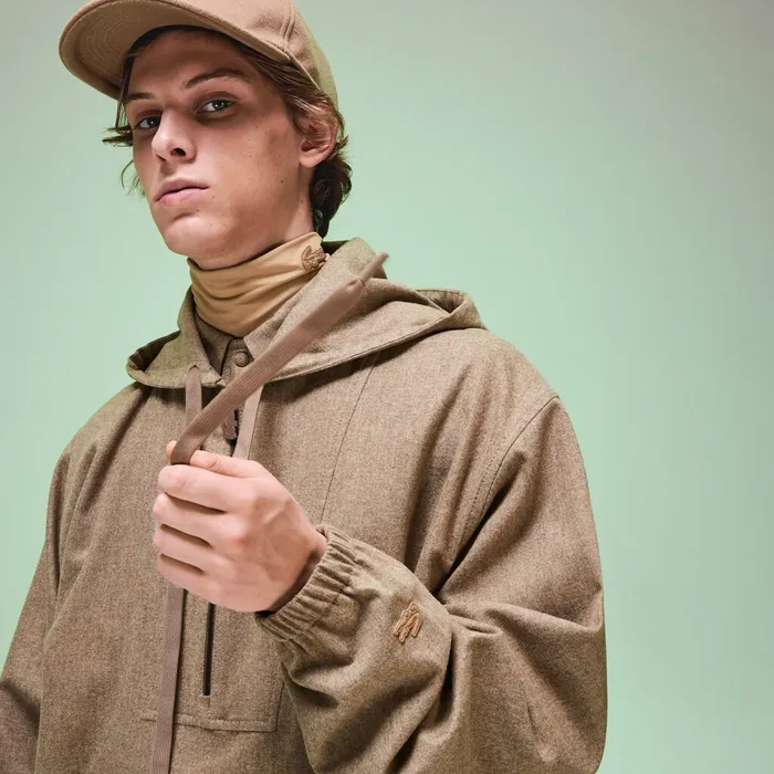 Jackets and Coats Lacoste Mens Unisex Fashion Show Hooded Solid Virgin Wool Jacket Light Brown Gift for Friend