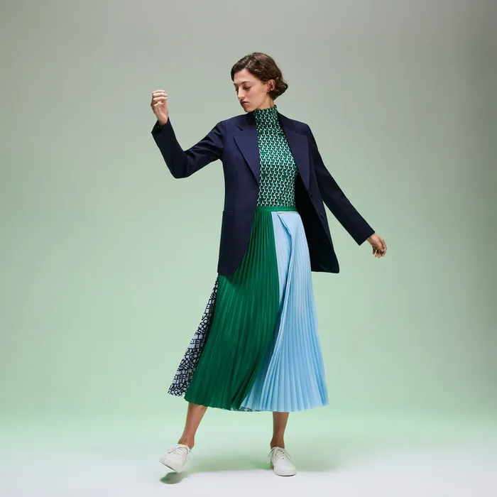 Jackets and Coats Lacoste Womens Fashion Show Solid Wool Blend Blazer Navy Blue Online Store
