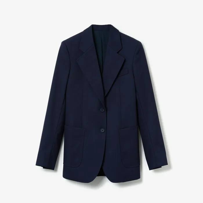 Jackets and Coats Lacoste Womens Fashion Show Solid Wool Blend Blazer Navy Blue Online Store