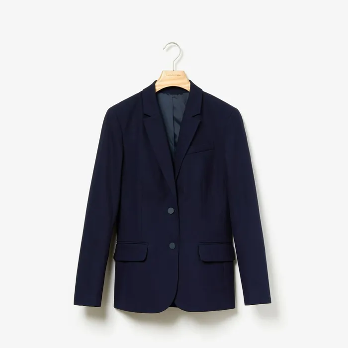 Jackets and Coats Lacoste Womens Fitted Stretch Cotton Blazer Navy Blue Near Me
