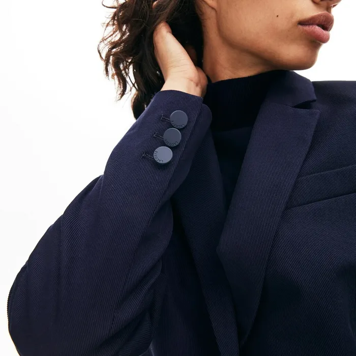 Jackets and Coats Lacoste Womens Fitted Stretch Cotton Blazer Navy Blue Near Me