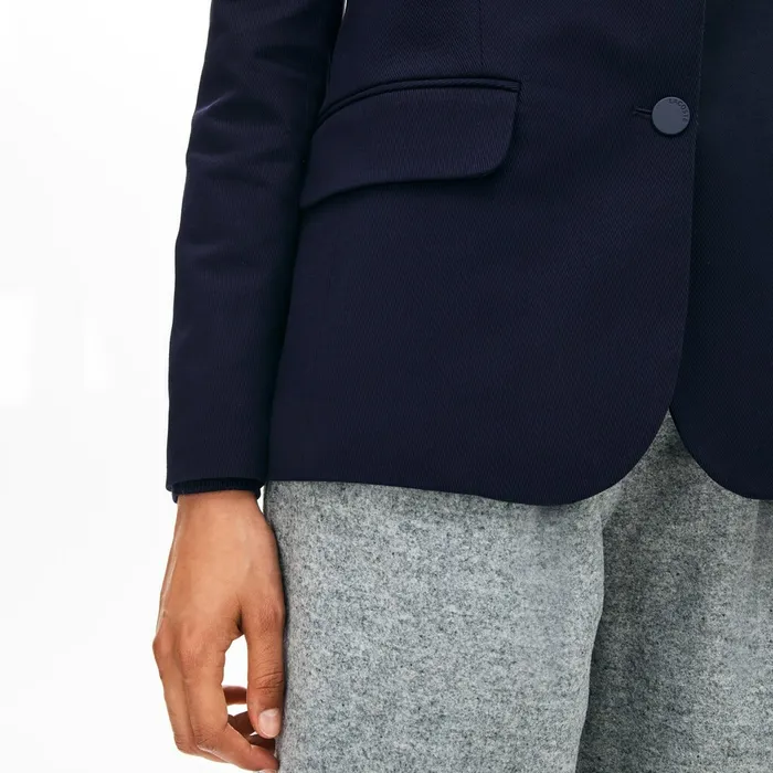 Jackets and Coats Lacoste Womens Fitted Stretch Cotton Blazer Navy Blue Near Me