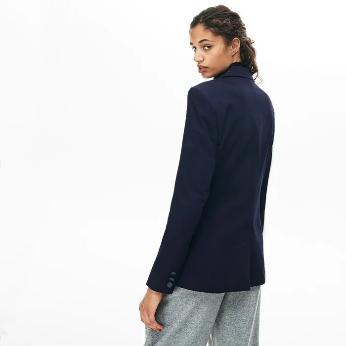 Jackets and Coats Lacoste Womens Fitted Stretch Cotton Blazer Navy Blue Near Me