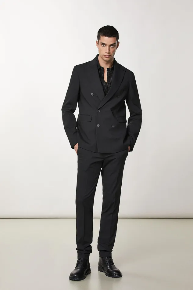 Jackets Men Patrizia Pepe DoubleBreasted Canvas Jacket Nero Vinile
