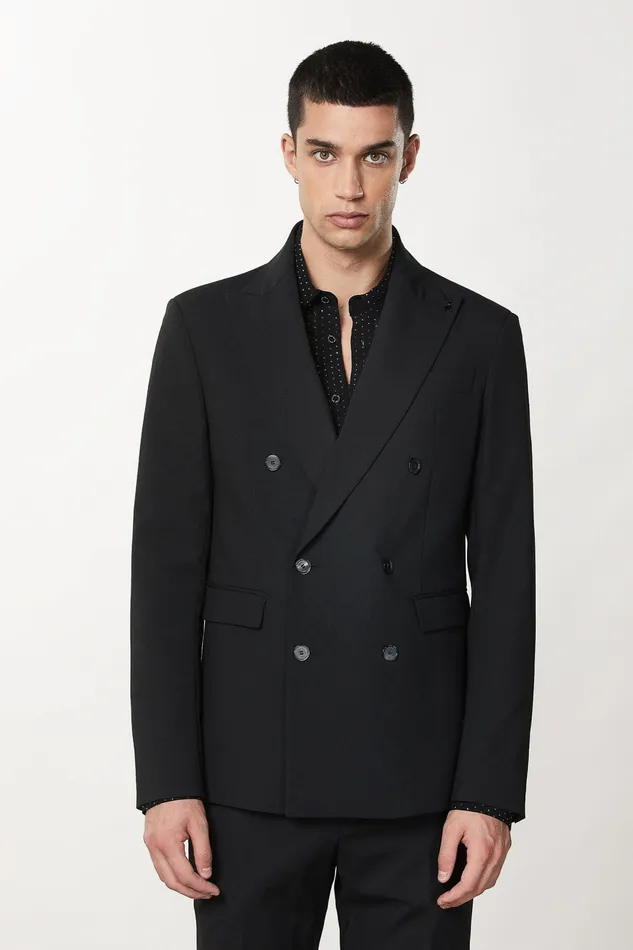 Jackets Men Patrizia Pepe DoubleBreasted Canvas Jacket Nero Vinile