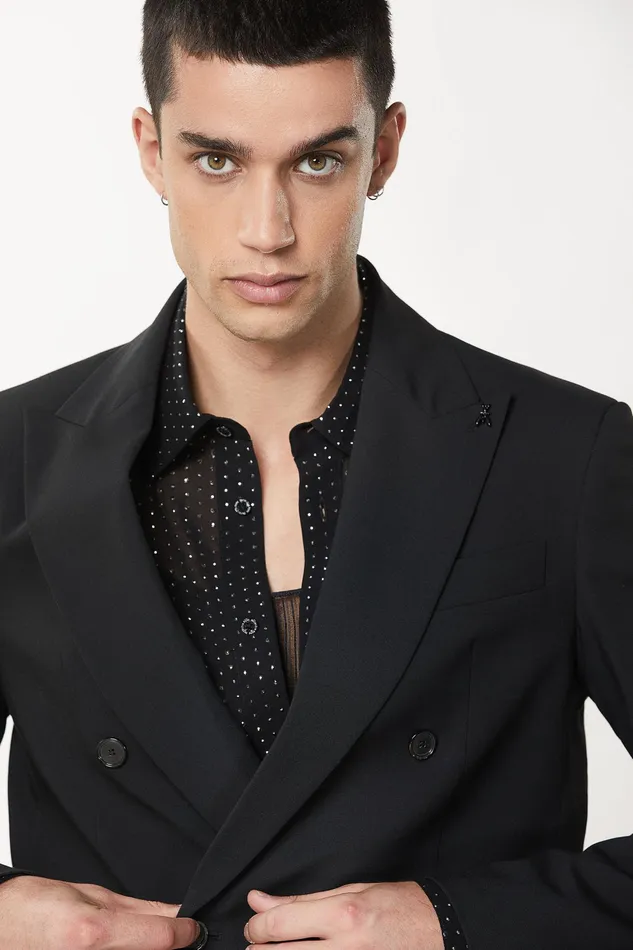 Jackets Men Patrizia Pepe DoubleBreasted Canvas Jacket Nero Vinile