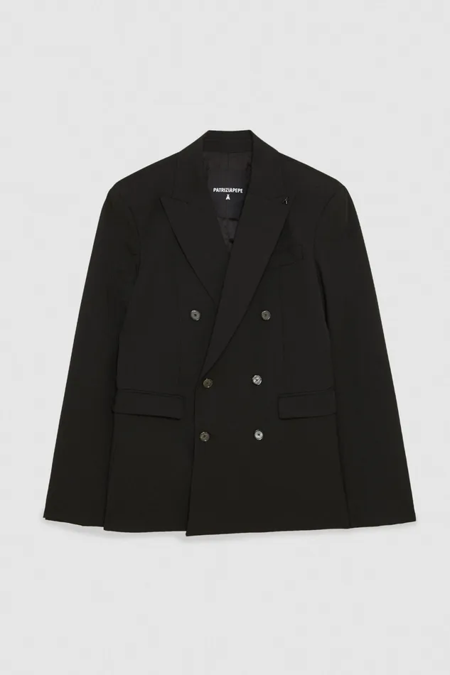 Jackets Men Patrizia Pepe DoubleBreasted Canvas Jacket Nero Vinile