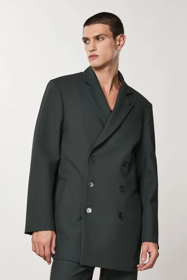 Jackets Men Patrizia Pepe Lined DoubleBreasted Coat Musk Green
