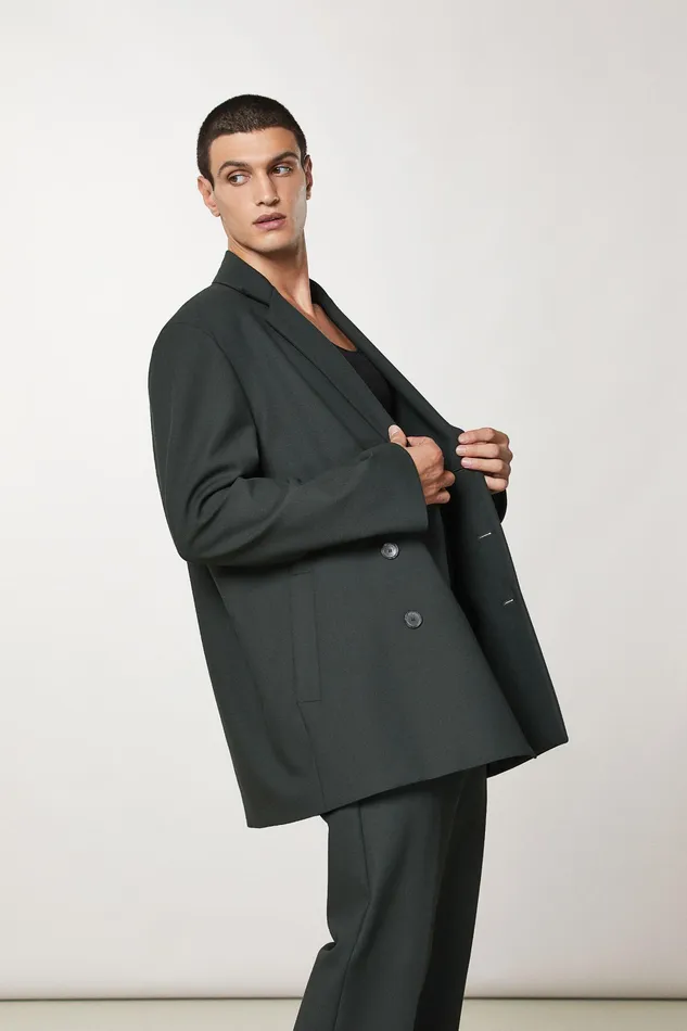 Jackets Men Patrizia Pepe Lined DoubleBreasted Coat Musk Green