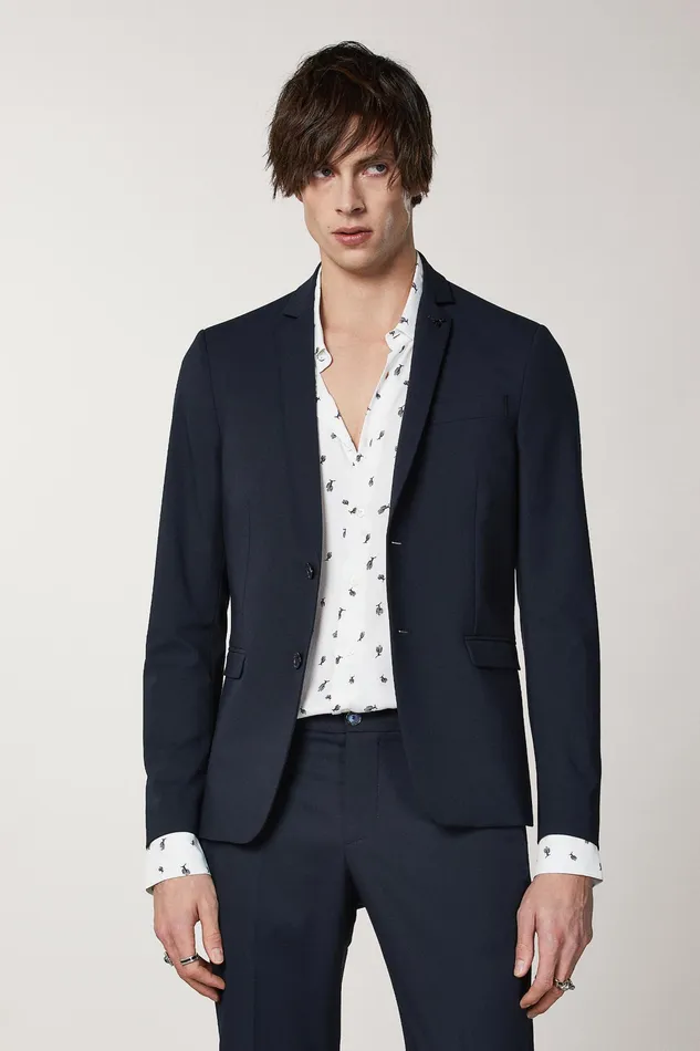 Jackets Men Patrizia Pepe Lined Polyviscose Blazer Royal Navy