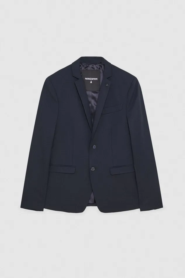 Jackets Men Patrizia Pepe Lined Polyviscose Blazer Royal Navy
