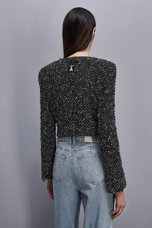 Jackets Women Patrizia Pepe Tweed Jacket With Zipper Black Tweed