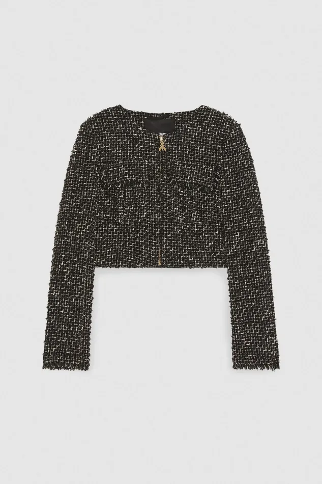Jackets Women Patrizia Pepe Tweed Jacket With Zipper Black Tweed