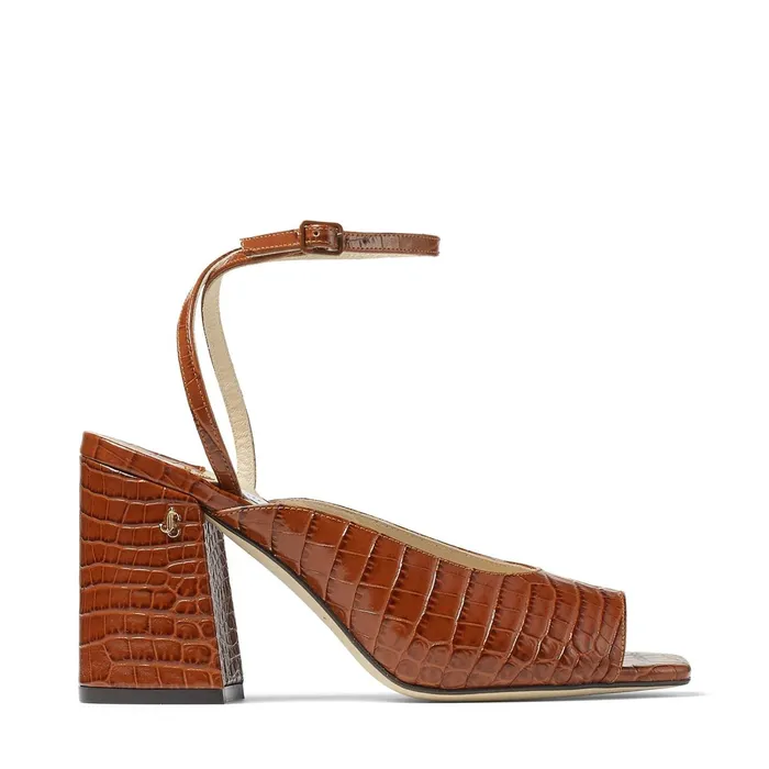 Jassidy 85 Cuoio CrocEmbossed Leather BlockHeel Sandals Cuoio Women JIMMY CHOO Sandals Jassidy 85 Cuoio CrocEmbossed Leather BlockHeel Sandals Cuoio Women JIMMY CHOO Sandals